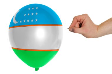 Özbekistan ' bayrağı renkli balon patlama