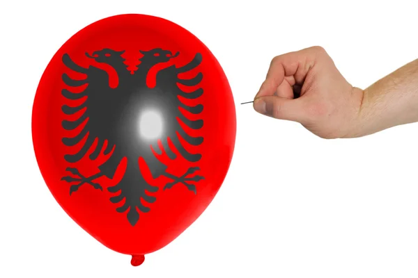 Balão estourando colorido na bandeira nacional de Albania — Fotografia de Stock
