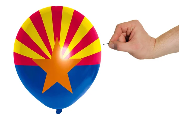 Balão estourando colorido na bandeira do estado americano de arizona — Fotografia de Stock