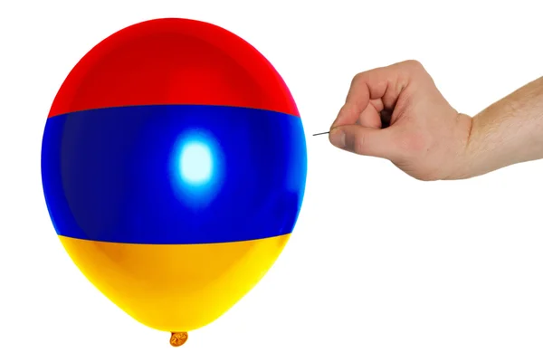 Bursting balloon colored in national flag of armenia — Stock Photo, Image