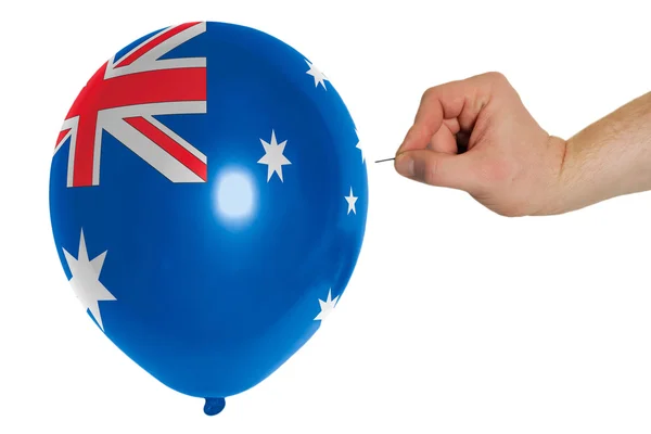Bursting balloon colored in national flag of australia — Stock Photo, Image