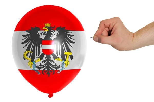 Berstender Luftballon in Nationalflagge Österreichs — Stockfoto