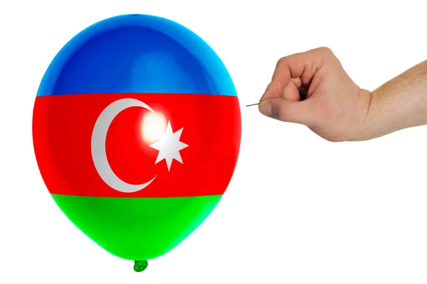 Azerbaycan'ın ulusal bayrak renkli balon patlama — Stok fotoğraf