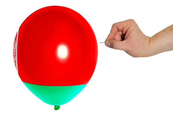 Bursting balloon colored in national flag of belarus — Stock Photo, Image