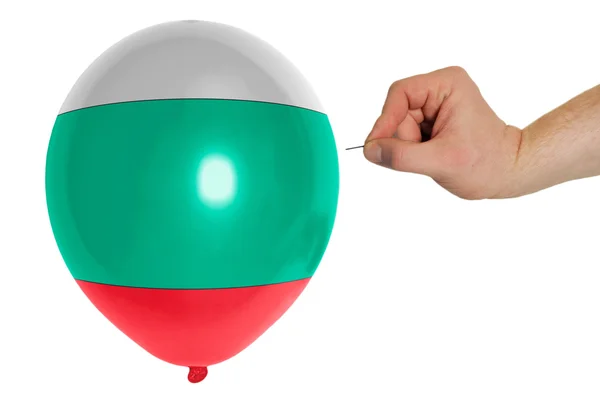 Bursting balloon colored in national flag of bulgaria — Stock Photo, Image