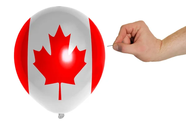 Balão estourando colorido na bandeira nacional do Canadá — Fotografia de Stock