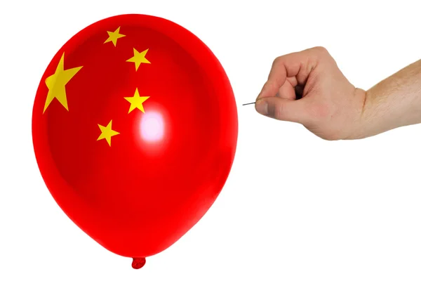 Berstender Ballon in chinesischer Nationalflagge — Stockfoto