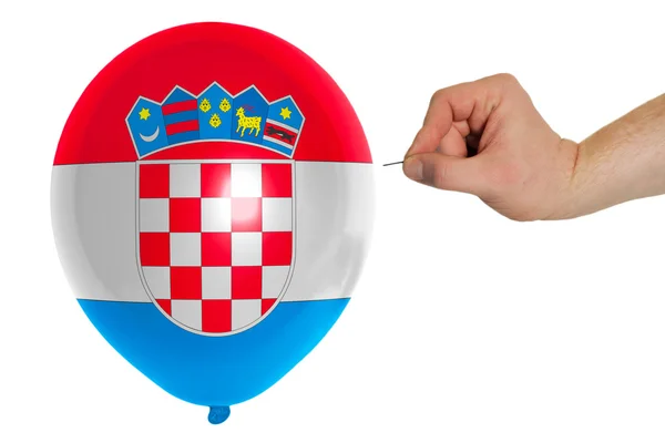 Globo reventado de color en la bandera nacional de croacia —  Fotos de Stock