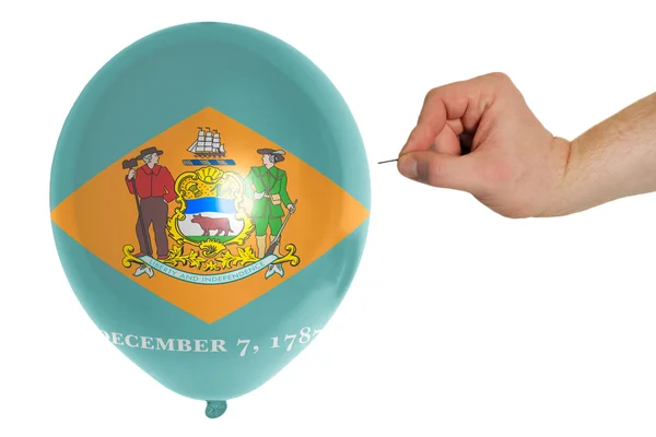 Balão estourando colorido na bandeira do estado americano de delaware — Fotografia de Stock