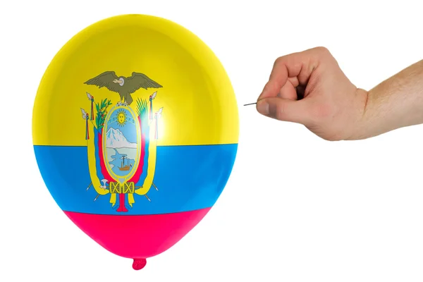 エクアドルの国旗の色の風船を破裂 — ストック写真
