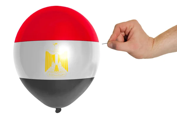 Pęknięcie balonu w kolorze flagi narodowej z Egiptu — Zdjęcie stockowe