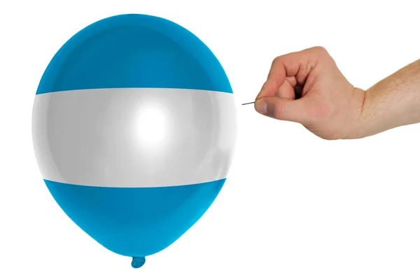 Bursting balloon colored in national flag of el salvador — Stock Photo, Image