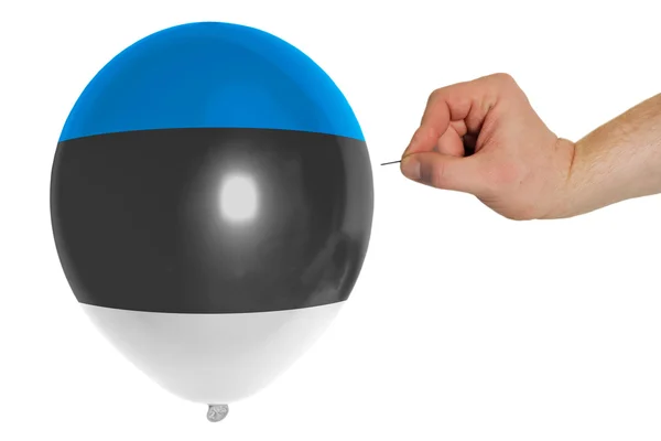 Ballon barsten gekleurde in nationale vlag van Estland — Stockfoto