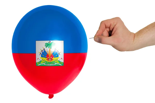 Ballon éclatant coloré en drapeau national de haiti — Photo