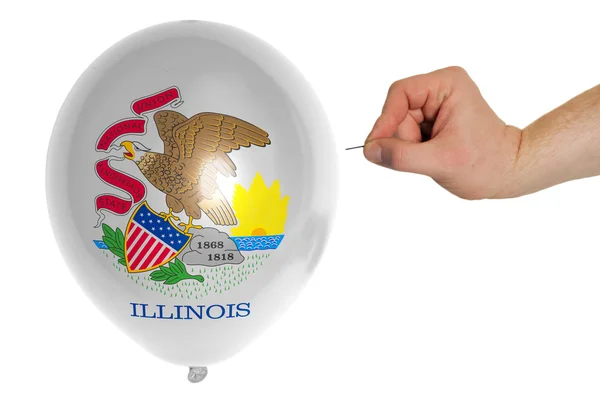 Palloncino scoppiare colorato nella bandiera dello stato americano dell'Illinois — Foto Stock