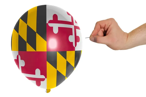 Balão estourando colorido na bandeira do estado americano de maryland — Fotografia de Stock