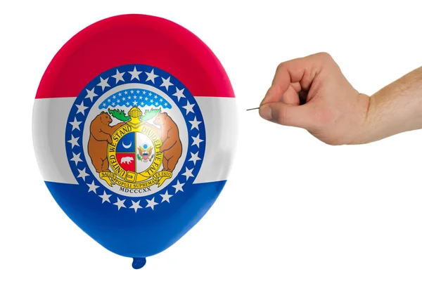 Pęknięcie balonu w kolorze flaga z amerykańskiego stanu missouri — Zdjęcie stockowe