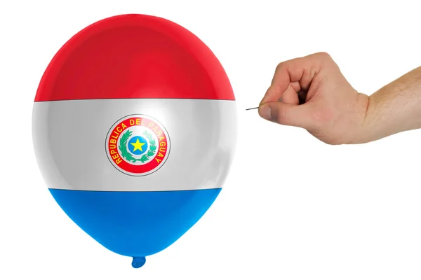 Bursting balloon colored in national flag of paraguay — Stock Photo, Image