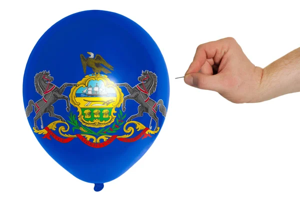 Balão estourando colorido na bandeira do estado americano de pennsylva — Fotografia de Stock