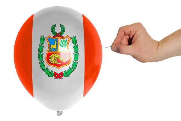 Berstender Ballon in perus Nationalflagge — Stockfoto