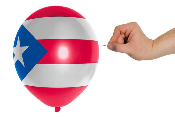 Bursting balloon colored in national flag of puertorico — Stock Photo, Image