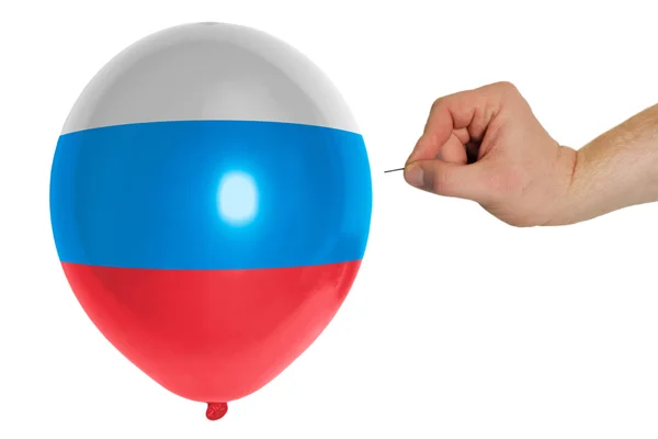 Bursting balloon colored in national flag of russia — Stock Photo, Image