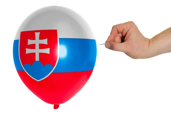 スロバキアの国旗の色の風船を破裂 — ストック写真