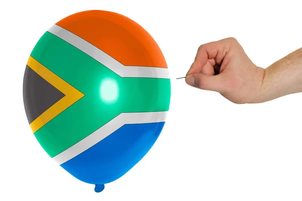 Разрывающийся воздушный шар, окрашенный в национальный флаг Южной Африки — стоковое фото