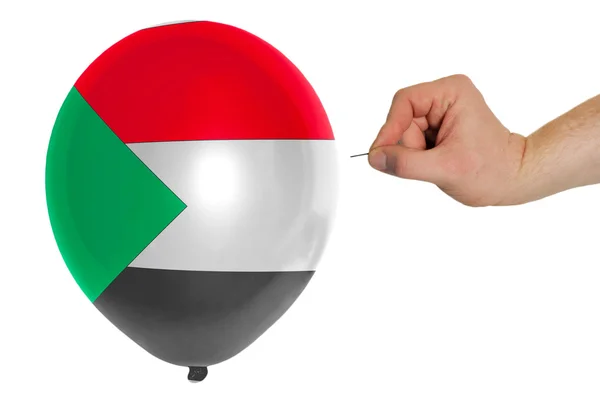 Estallido del globo de colores en la bandera nacional de Sudán — Stockfoto