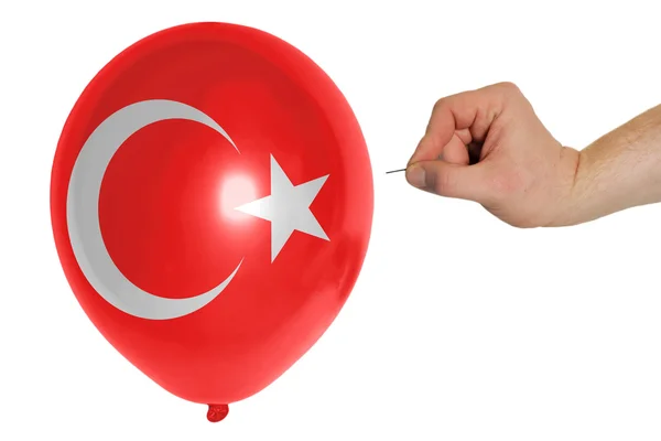 Berstender Luftballon in Nationalflagge der Türkei — Stockfoto