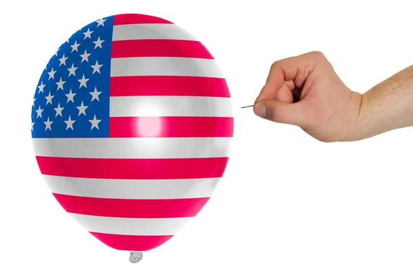 Ballon barsten gekleurde in nationale vlag van Amerika — Stockfoto