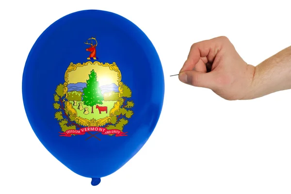 Bursting balloon colored in flag of american state of vermont — Stock Photo, Image