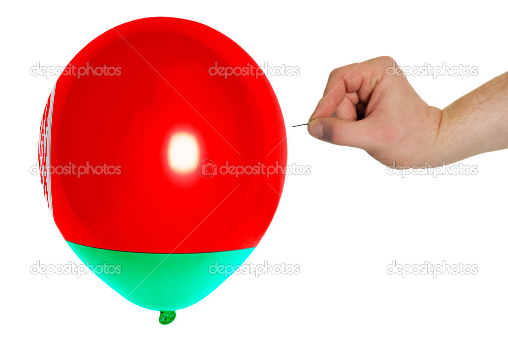 Bursting balloon colored in national flag of belarus
