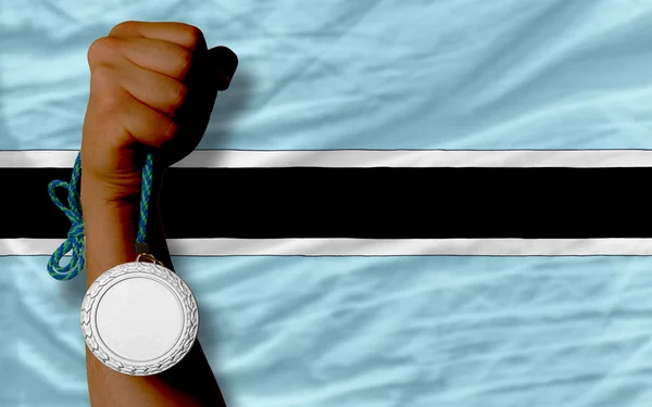 Silver medal for sport and national flag of botswana — Stock Photo, Image