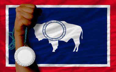 Spor ve wyoming Amerikan Devlet bayrağı için gümüş madalya