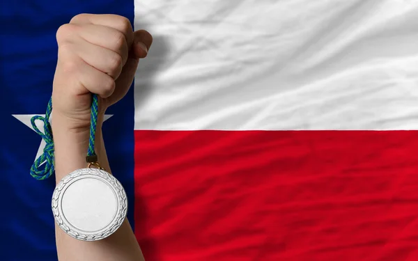 Stříbrná medaile pro sport a vlajka amerického státu Texas — Stock fotografie