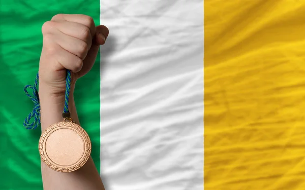 Bronze medal for sport and national flag of ireland
