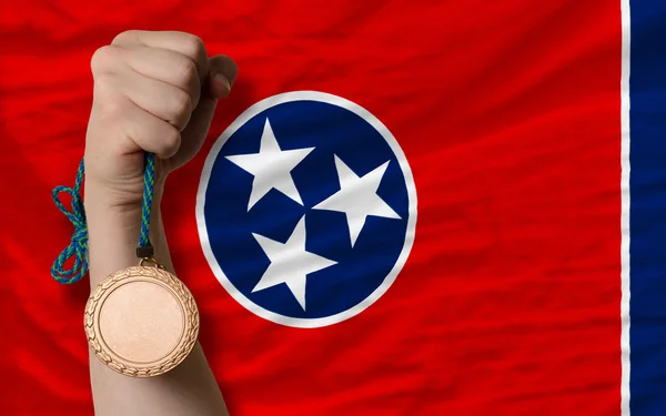 Medalha de bronze por esporte e bandeira do estado americano do Tennessee — Fotografia de Stock