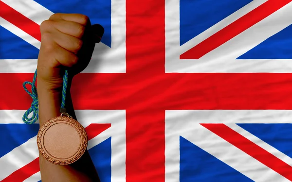 Bronzen medaille voor sport en nationale vlag van Verenigd Koninkrijk — Stockfoto