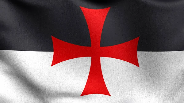 Rycerze Templariusze Czerwony Krzyż Flaga Wieje Wietrze Ilustracji Renderowania Znaku — Zdjęcie stockowe