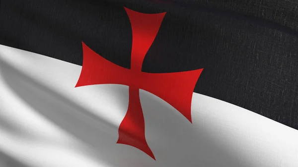 Knights Templar Red Cross Flag Blowing Wind Rendering Illustration Waving — Stock Photo, Image
