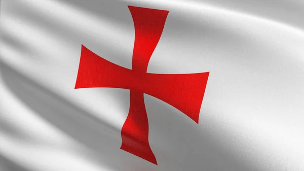 Knights Templar Red Cross Flag Blowing Wind Rendering Illustration Waving — Stock Photo, Image