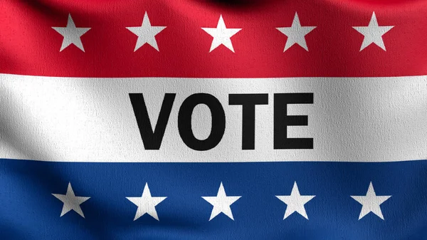 アメリカやアメリカの国旗が風に吹かれて投票する 手を振ってサインの3Dレンダリングイラスト — ストック写真