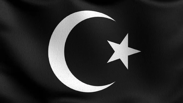 Ster Halve Maan Symbool Moslim Islam Vlag Waait Wind Weergave — Stockfoto