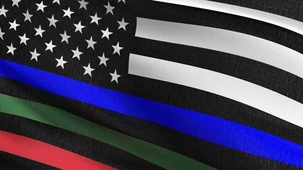 青は命の問題だ 7月4日または独立記念日にアメリカ国旗が風に吹かれた 公式愛国的なデザイン 手を振ってサインの3Dレンダリングイラスト — ストック写真