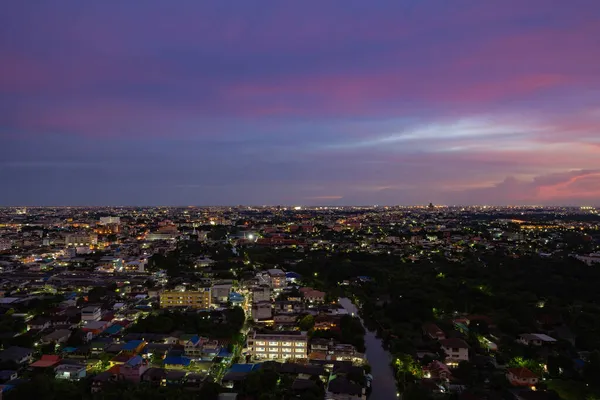 Вид Воздуха Жилые Дома Деревьями Природы Район Вуттхакат Бангкок Таиланд — стоковое фото