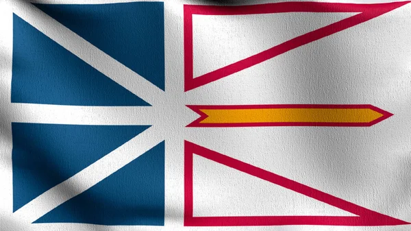 Newfoundland Labrador Kanada Bayrağı Rüzgarda Dalgalanıyor Sallama Işaretinin Boyutlu Canlandırması — Stok fotoğraf