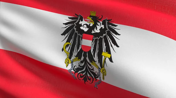 Austria National Flag Blowing Wind Isolated Official Patriotic Abstract Design — Stock Photo, Image
