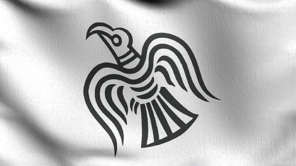 Nordic Viking Raven Flaga Wieje Wietrze Ilustracji Renderowania Znaku Machania — Zdjęcie stockowe