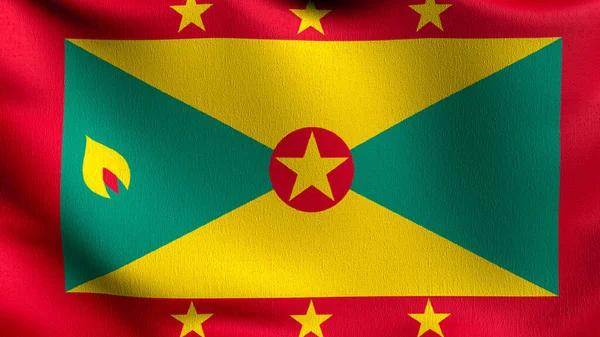 Grenada Vlag Waait Wind Weergave Illustratie Van Golvend Teken — Stockfoto